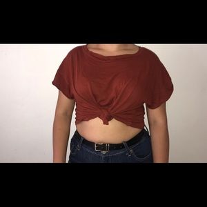 Auburn knot tied crop top